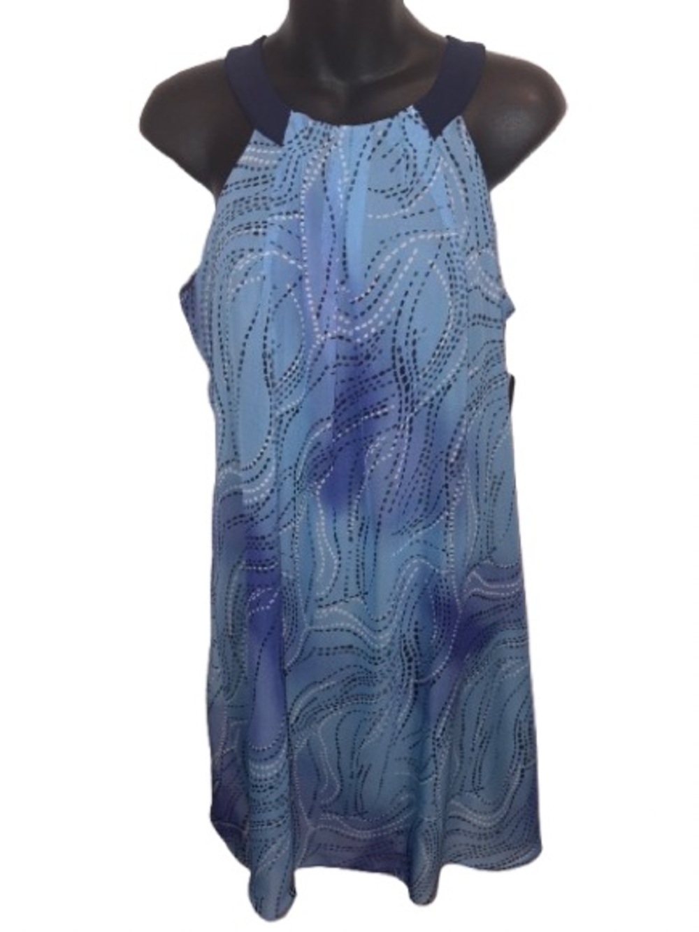Robbie Bee Light Blue Printed Halter Dress NWT size MP